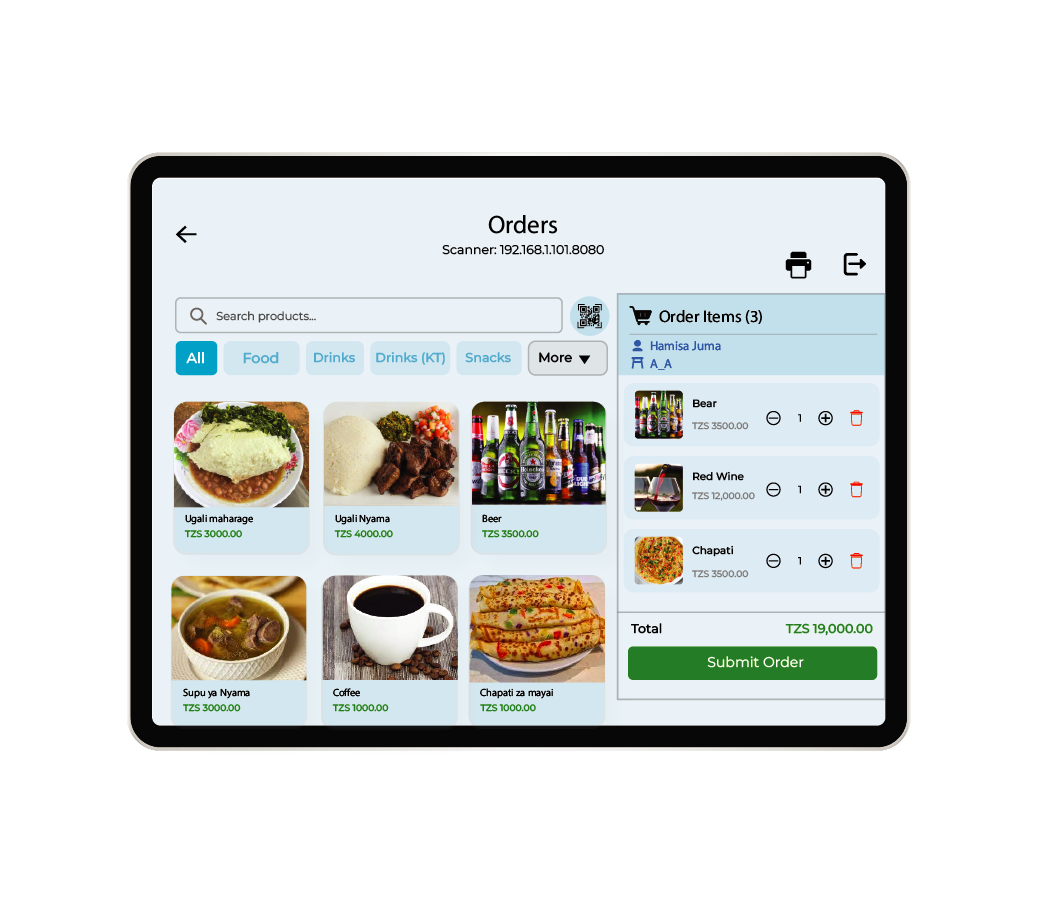 Rapid Restaurant screen